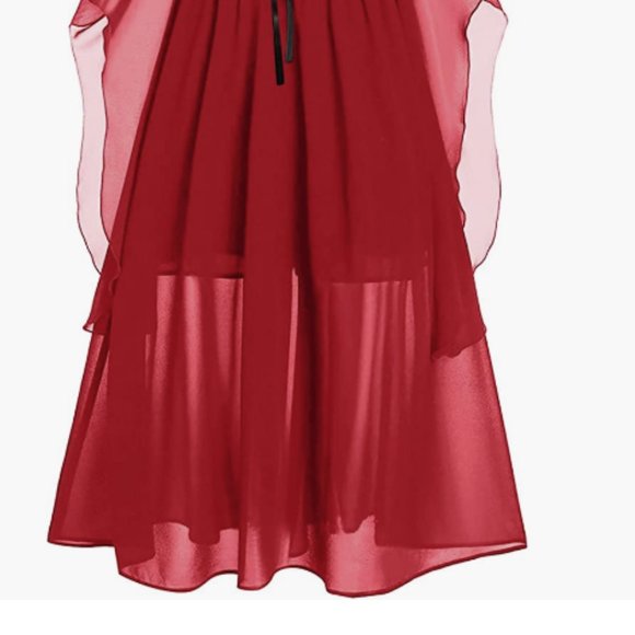 HALLOWEEN SEXY COLD SHOULDER BUTTERFLY SLEEVE LACE UP GOTHIC DRESS SIZE 4X #524 - Picture 2 of 3